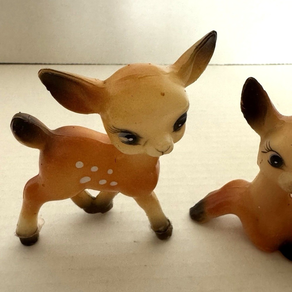 Vintage Hard Plastic Deer Bambi Laying Standing Blow Mold Figure - Picture 5 of 9